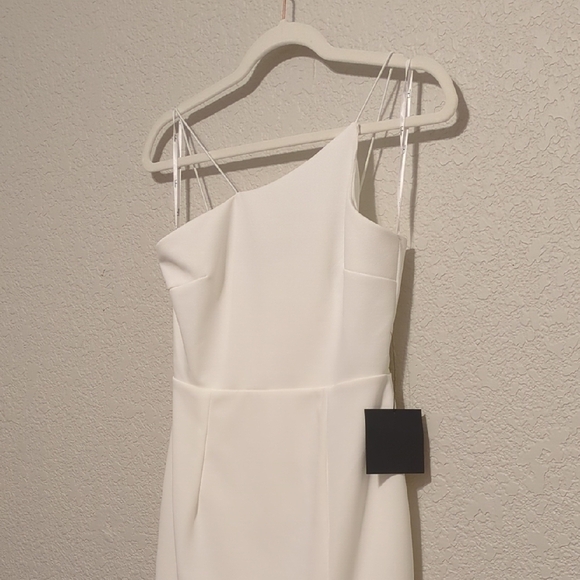 Lulu's Party for Two ivory white asymmetrical bodycon sleeveless mini dress - Picture 6 of 12